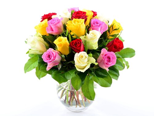 Blumenversand Blumenstrau zum Geburtstag 20 Stck gemischte bunte Rosen mit Gratis Grukarte zum Wunschtermin versenden 0