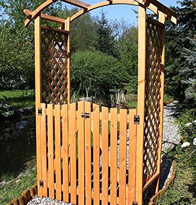 Rosenbogen mit Tor DIANA 130x70x206cm Rankhilfe Pergola Laubengang