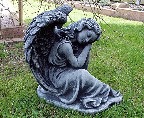 Steinfigur Engel Angel Gartenfigur Grabengel Grabschmuck Frostfrei